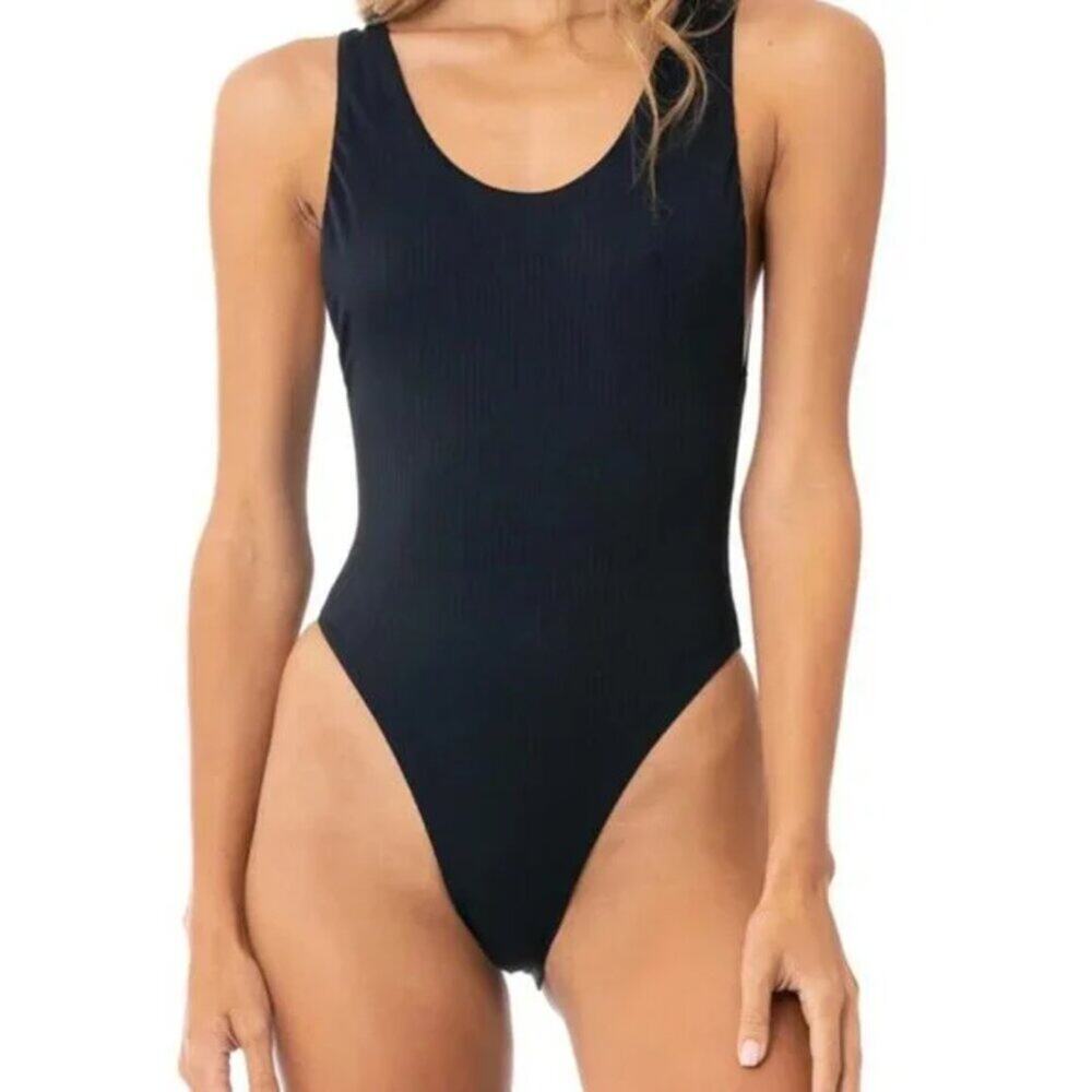 Maaji Claire Reversible One-Piece Swimsuit Black Purple Zebra Small NWT